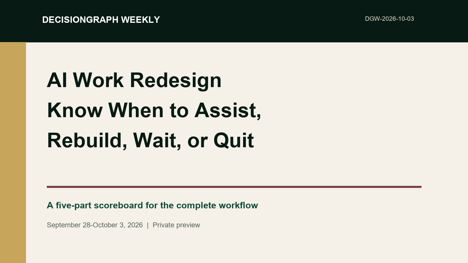 DecisionGraph Weekly cover for AI Work Redesign